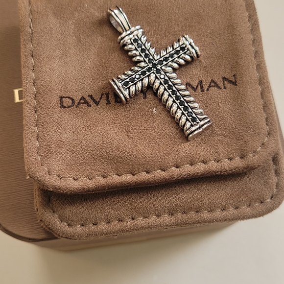 David Yurman Silver and Black Cross Pendant - Picture 3 of 4